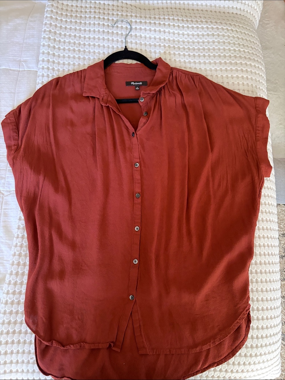 Madewell Rust Red Short-Sleeve Button-Down Blouse